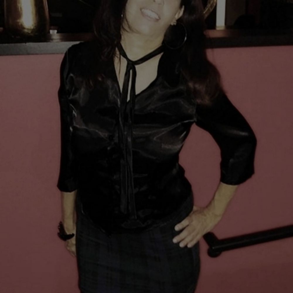 Shiny Front Tie Blouse